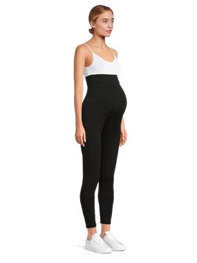 Destination Maternity Black Over Belly Core Leggings Large Ankle Length NWT